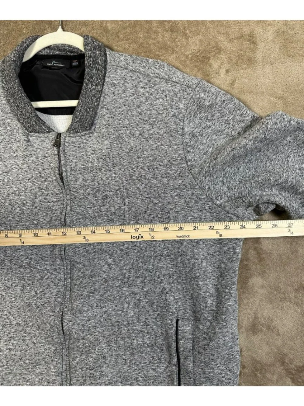 MARC ANTHONY MEN’S XXL BIRCH GRAY FULL ZIP KNIT BOMBER SWEATER JACKET